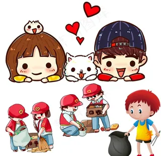 手绘清洁公益小朋友图片