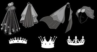 手绘 头纱 皇冠 矢量 AI图片