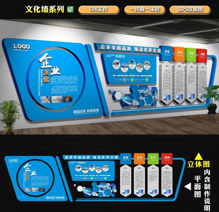 公司文化墙图片(210X297)cdr矢量模版下载