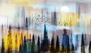 油画 抽象 风景背景墙图片