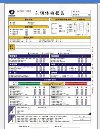 车辆体检单图片