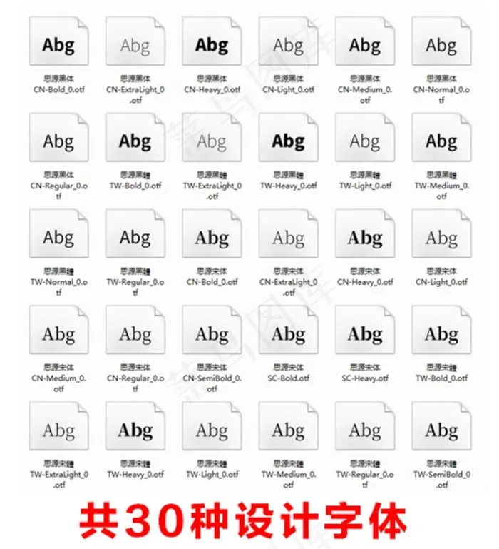 30种思源体最全平面设计字体