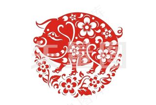 猪剪纸图片
