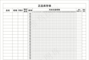 正品库存表图片