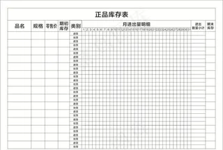 正品库存表图片