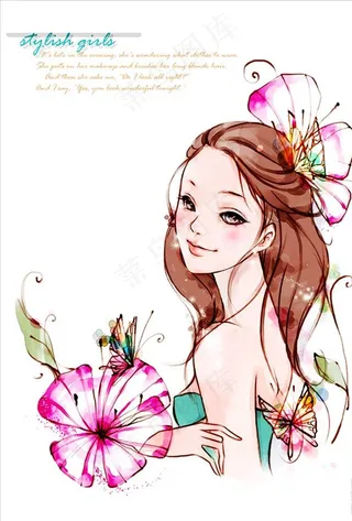 插画美女图片