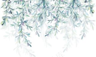 小清新北欧植物叶子电视背景墙图片