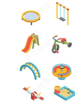2.5D卡通矢量手绘儿童游乐园图片