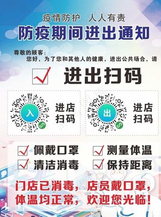 疫情期间 进出扫码 海报图片
