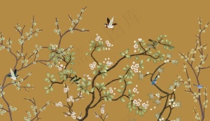 背景墙燕子梅花壁纸壁画图片