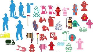 消防员素材人物剪影卡通标志图标图片