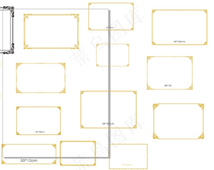 金色边框图片cdr矢量模版下载