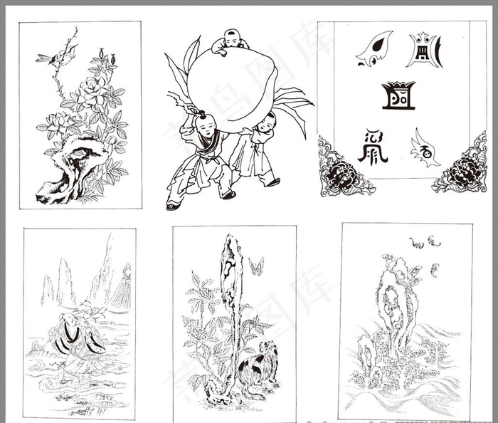 山水画 国画 书画人物图片cdr矢量模版下载