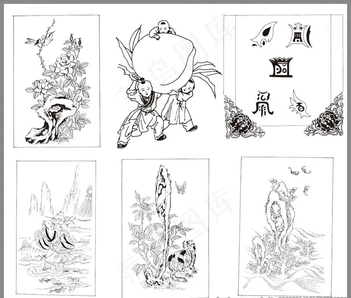 山水画 国画 书画人物图片cdr矢量模版下载