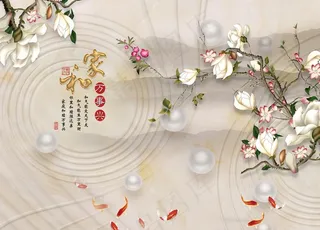 中式大理石玄关屏风沙发电视背景图片