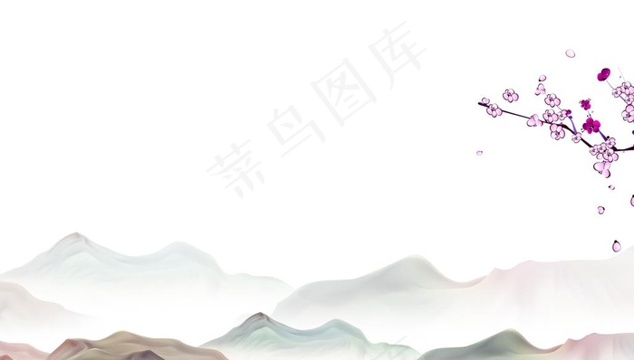 水墨山图片psd模版下载