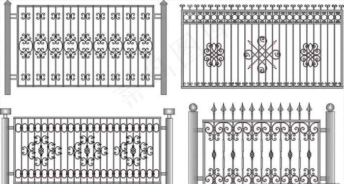 铁艺栅栏 铁艺围栏 铁艺雕花图片cdr矢量模版下载