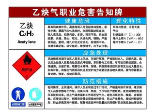 乙炔气职业危害告知牌图片