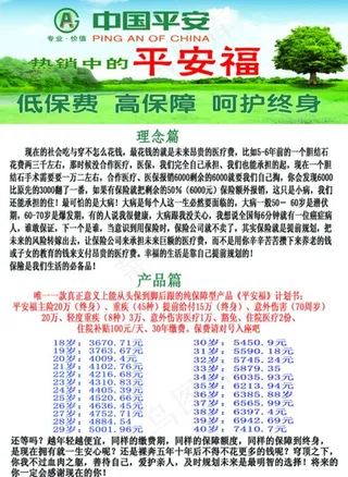 中国平安2016平安福传单图片