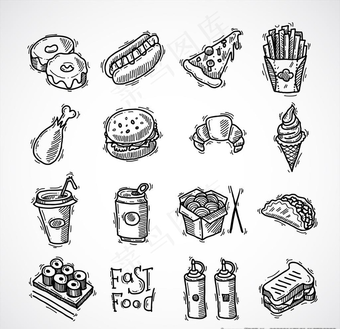 收回快餐图标ICON设计图片