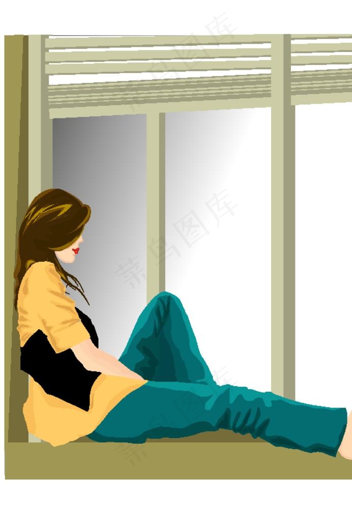 时尚潮流人物女装时装画图片ai矢量模版下载
