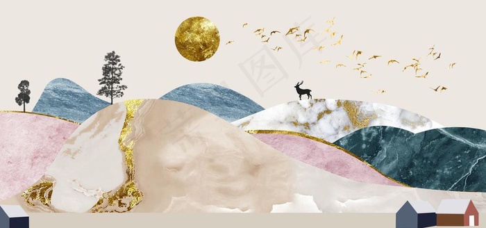 轻奢装饰画图片(7087X3543(DPI:150))psd模版下载