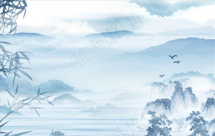 水墨背景板图片(8504X5669(DPI:72))psd模版下载
