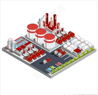 等距立体三维UNK炼油厂插图图片