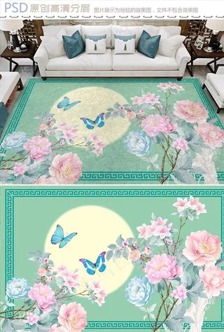 花好月圆新中式地毯设计图片