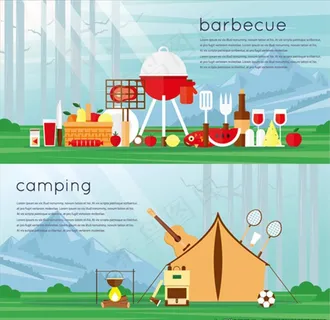 扁平露营烧烤图片