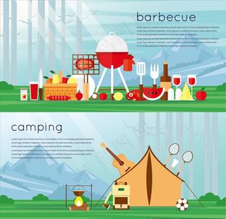 扁平露营烧烤图片