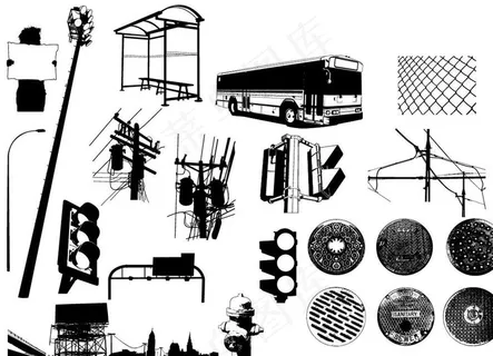 公交车剪影图片