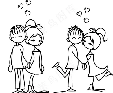 线条情侣图片