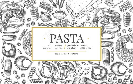 手绘速写美食意大利面背景底纹图片