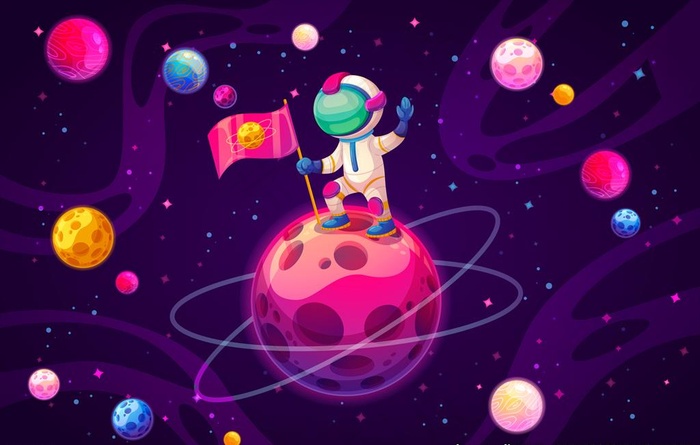 可爱卡通宇宙太空登月插画图片eps,ai矢量模版下载