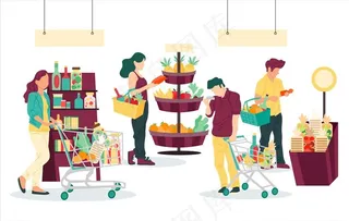 超市购物场景图片
