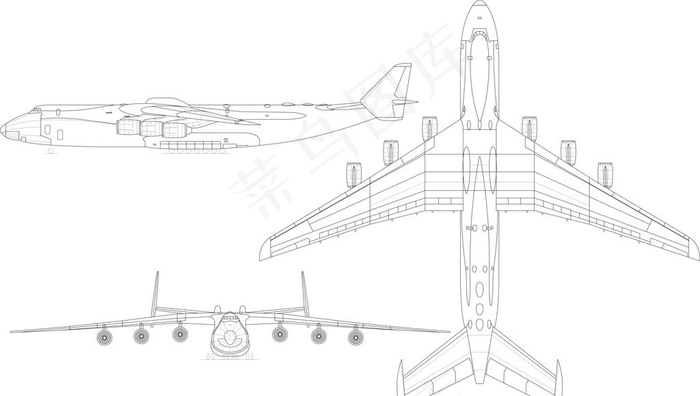 安225三视图线稿图片ai矢量模版下载