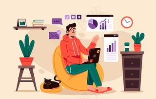 在家办公插画图片