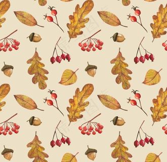 无缝花纹 秋叶静美图片