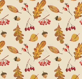 无缝花纹 秋叶静美图片