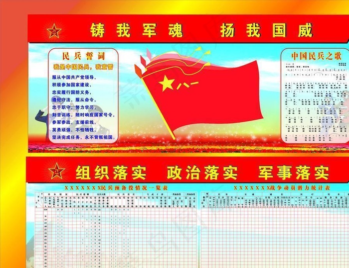 民兵之歌 民兵统计图片(210X297)cdr矢量模版下载