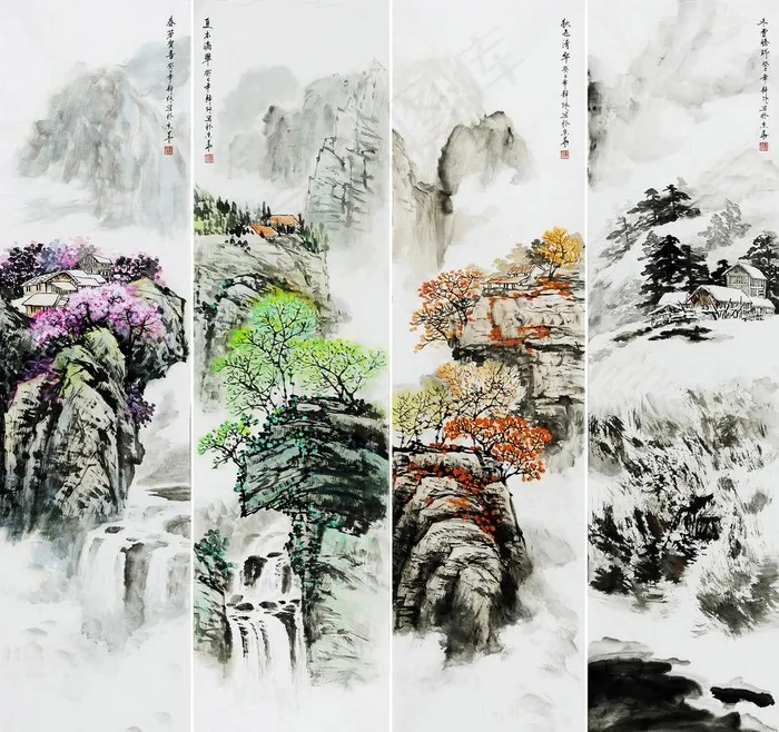 山水条屏图片