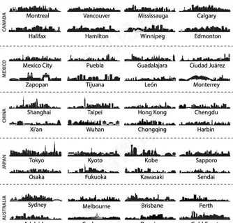 城市地标建筑剪影图片