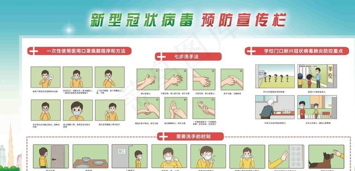 学校预防新冠病毒图片psd模版下载