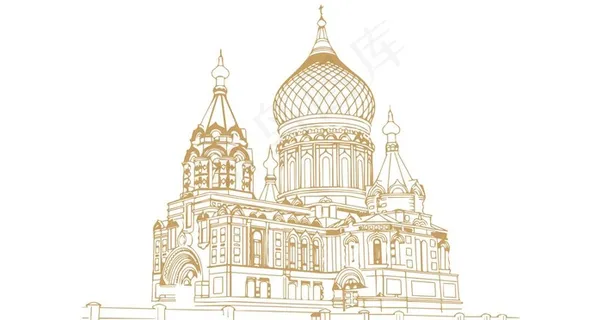 哈尔滨圣索菲亚大教堂手绘版图片