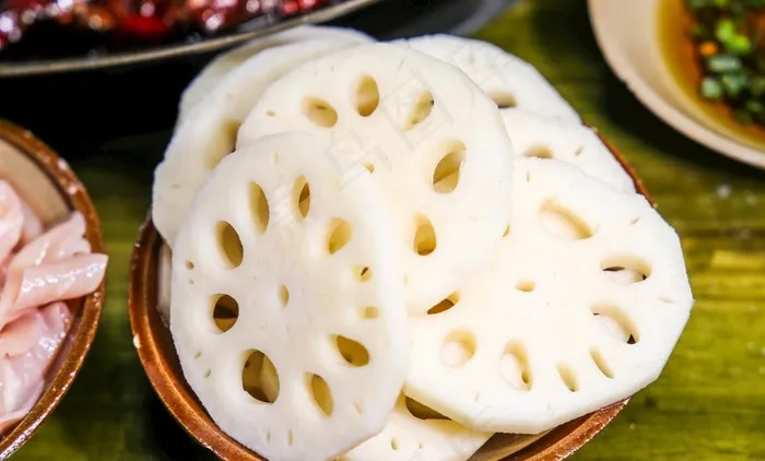 火锅菜品藕片重庆火锅麻辣鲜香图片