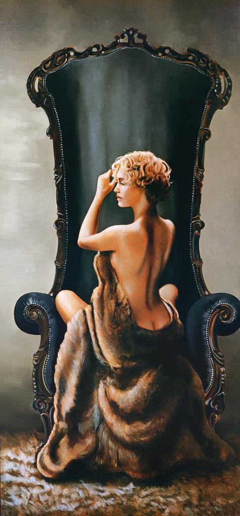 美女玄关油画图片
