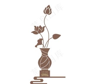 莲花剪影  矢量图图片