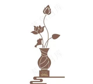莲花剪影  矢量图图片
