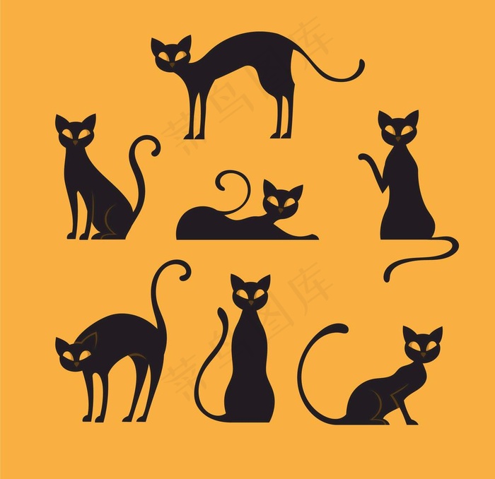 猫 卡通图片ai矢量模版下载